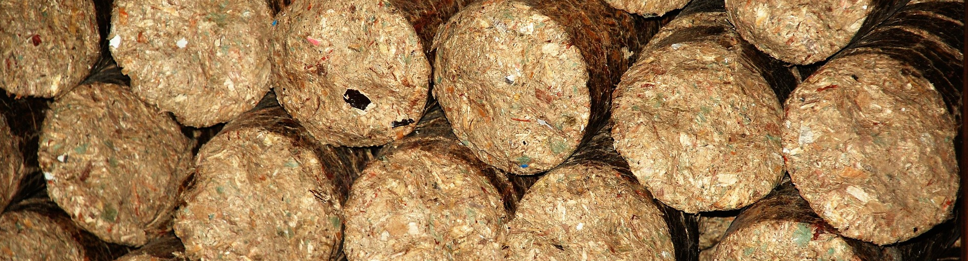 Wood briquettes stacked